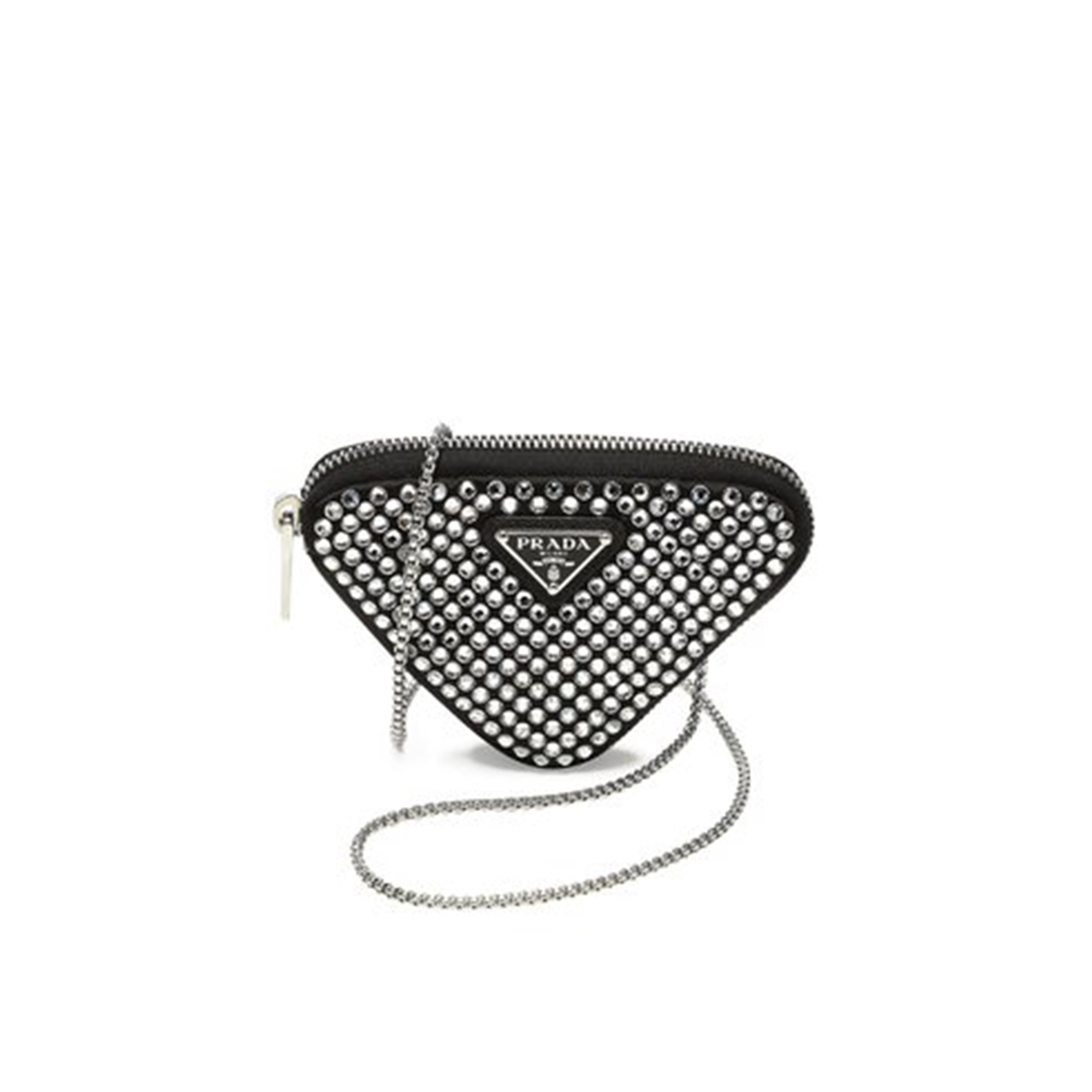PRADA MINI TRIANGLE CRYSTAL-EMBELLISHED 1BD733 (13*9*2.5cm) 